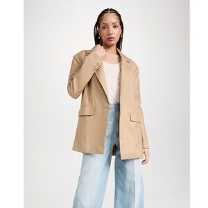 Lioness Oversized Blazer Jacket Tan Khaki Size XS Single Button Boyfriend Fit